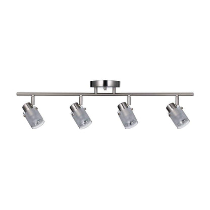 Bel Air Lighting 29" 4-Light Brushed Nickel Track Light Frosted Glass Shades