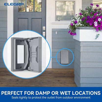 1-Gang Horizontal Decorator Weatherproof Wall Plate Cover, 5 PACK, Gray