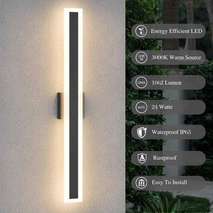 31.5 in. 1-Light Black Modern Linear Integrated LED Indoor/Outdoor Wall Sconce