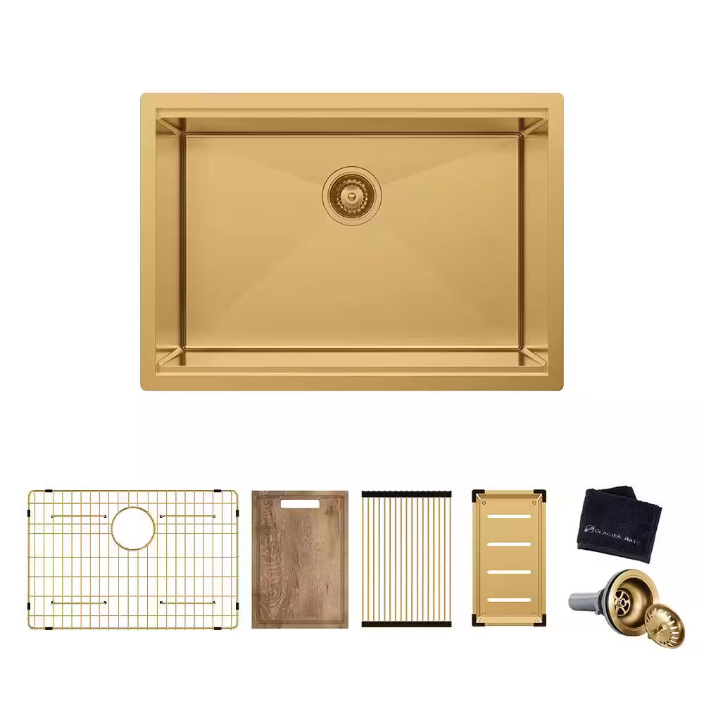 32" Undermount Gold Stainless Steel Workstation Kitchen Sink with Accessories
