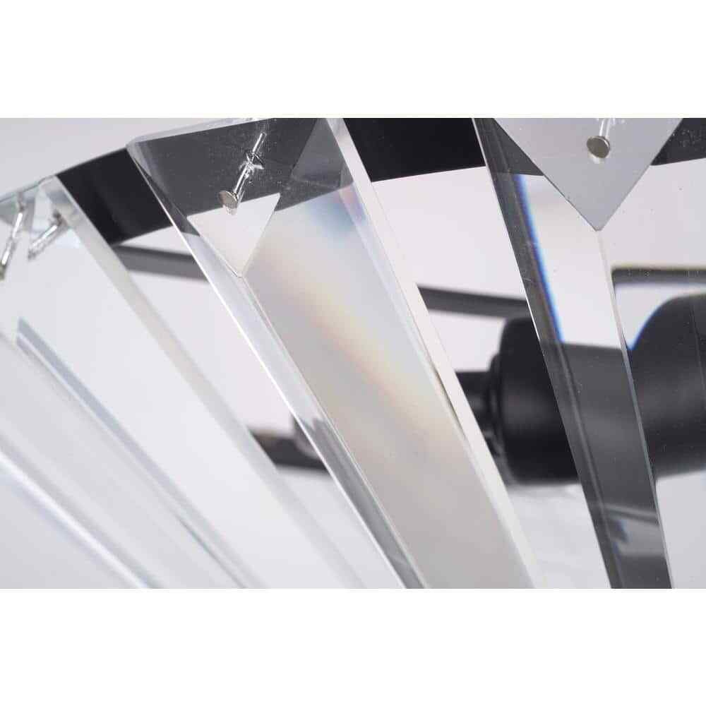 Alsy 11 in. 2-Light Matte Black Semi-Flush Mount with Clear Glass Faceted Shade