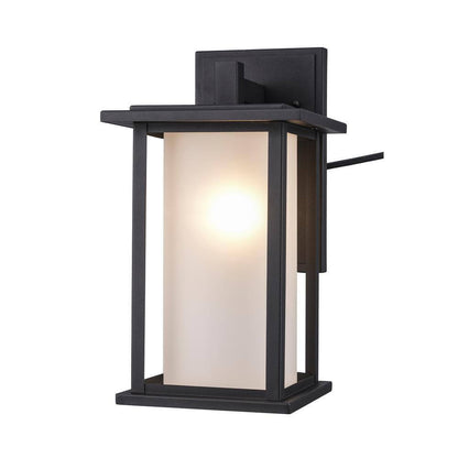 Bel Air Lighting Shaakar 18in Black Outdoor Wall Light Fixture w/ Frosted Glass