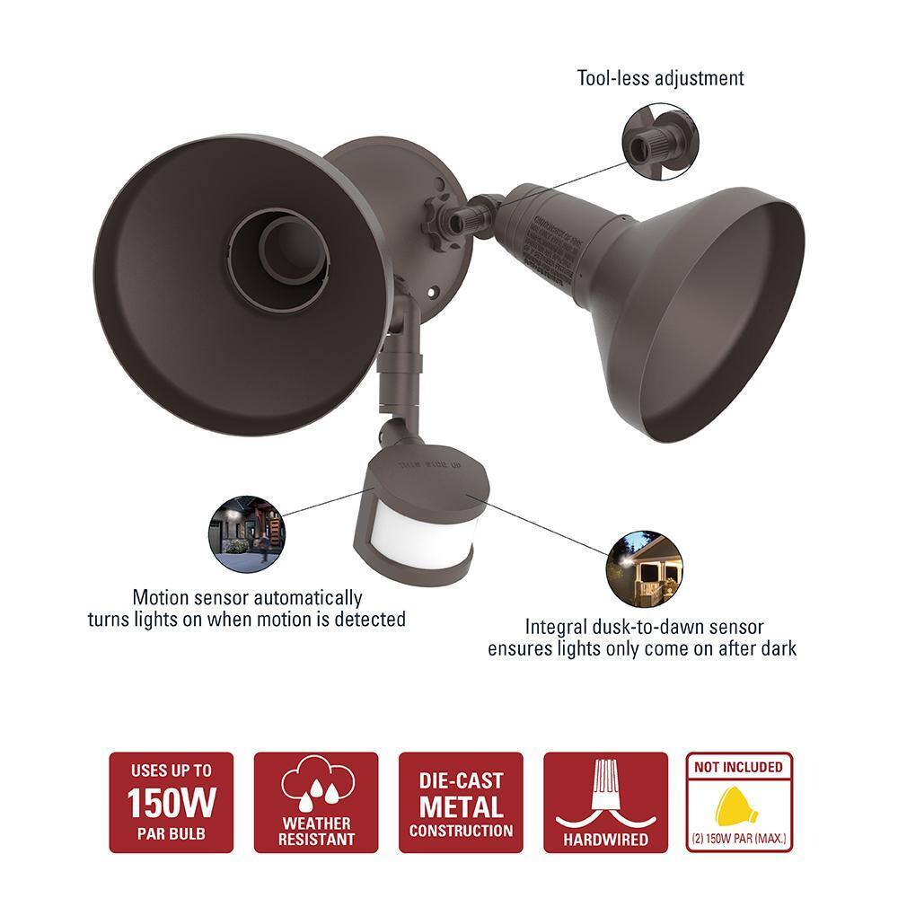 All-Pro 180-Degree Bronze Motion Activated Sensor Outdoor Security Flood Light