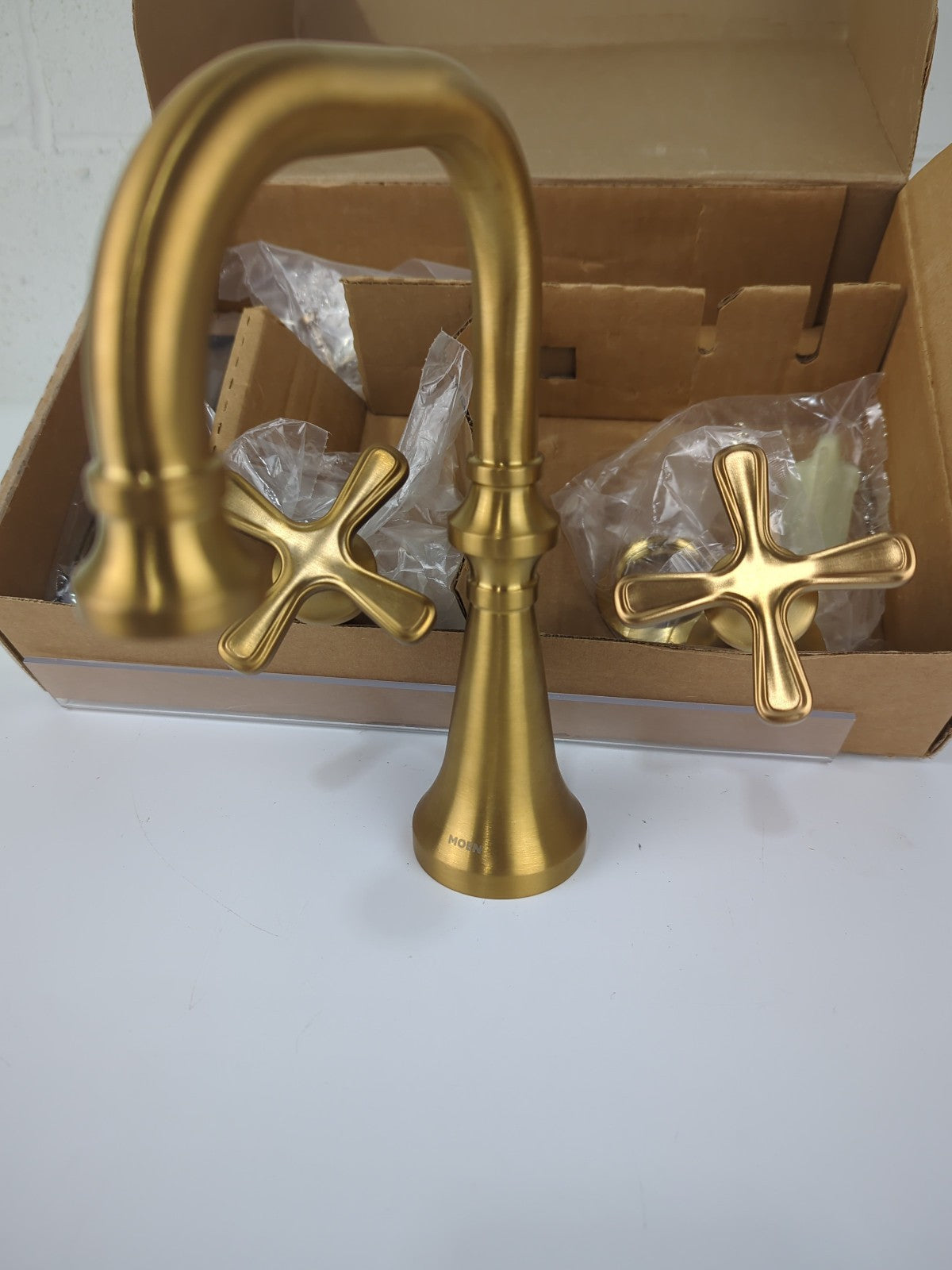Colinet High Arc Bathroom Faucet Brushed Gold TS44103BG  Cross Handles *READ*