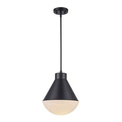 Bel Air Lighting Ludlow Black Hanging Pendant Light w/ White Opal Glass Shade