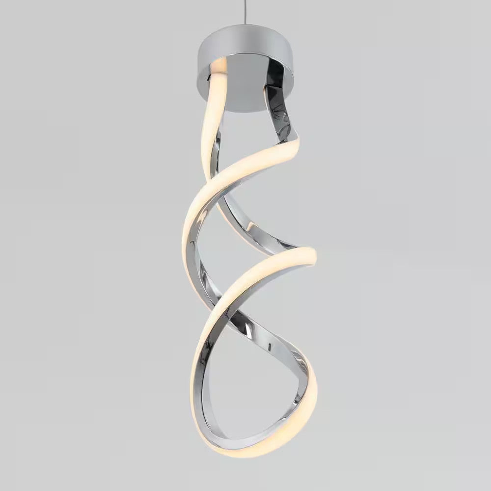 Artika Swirl 13-Watt Integrated LED Chrome Mini Pendant for Kitchen Island