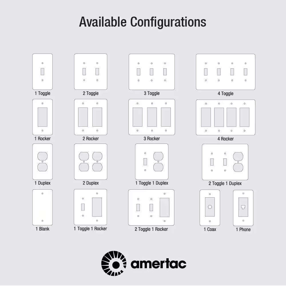 AMERELLE Elly 3 Gang Toggle Composite Wall Plate - White 4052TTTW *4 PACK*
