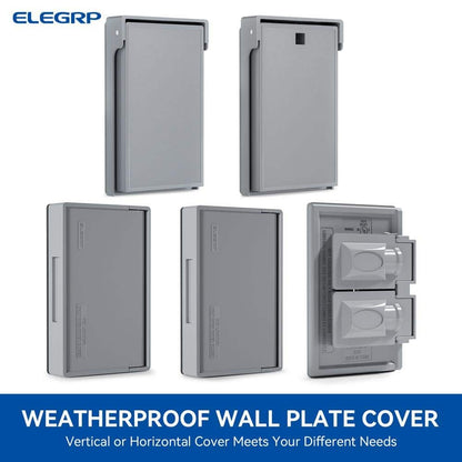 1-Gang Horizontal Decorator Weatherproof Wall Plate Cover, 5 PACK, Gray