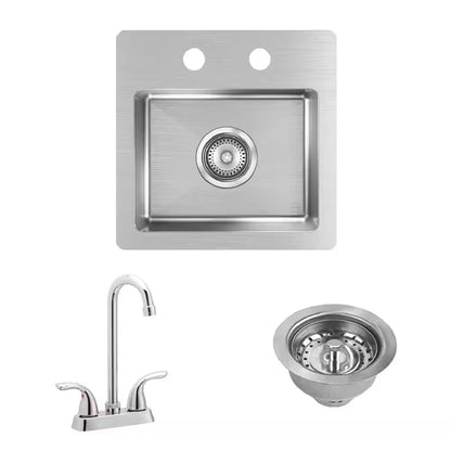 Crosstown 15" Drop-In/Undermount Single Stainless Steel Kitchen Sink + Faucet