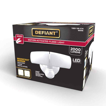 Defiant MaxDetect Motion Wired 2-Head LED Security Flood Light, White, Outdoor