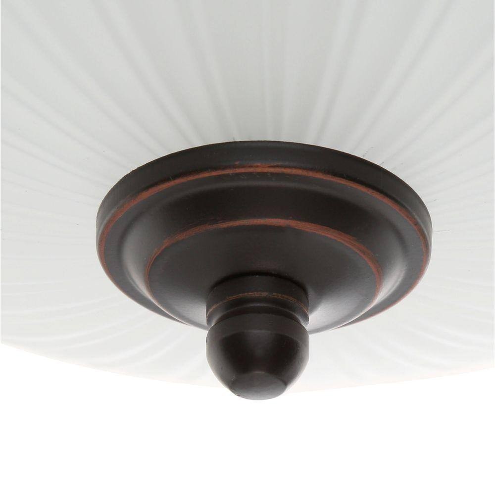 Commercial Electric 11 in. Oil-Rubbed Bronze Integr LED Flush, Frosted, 2-Pack