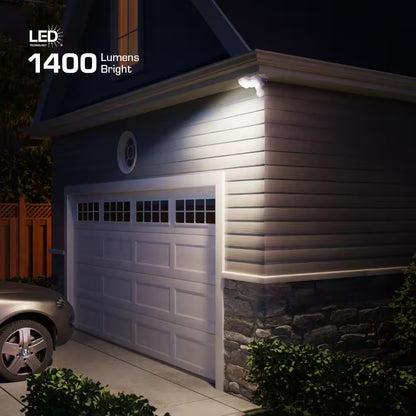 Defiant MaxDetect 240° White Motion Sensing Wired Outdoor LED 2-Head Flood Light