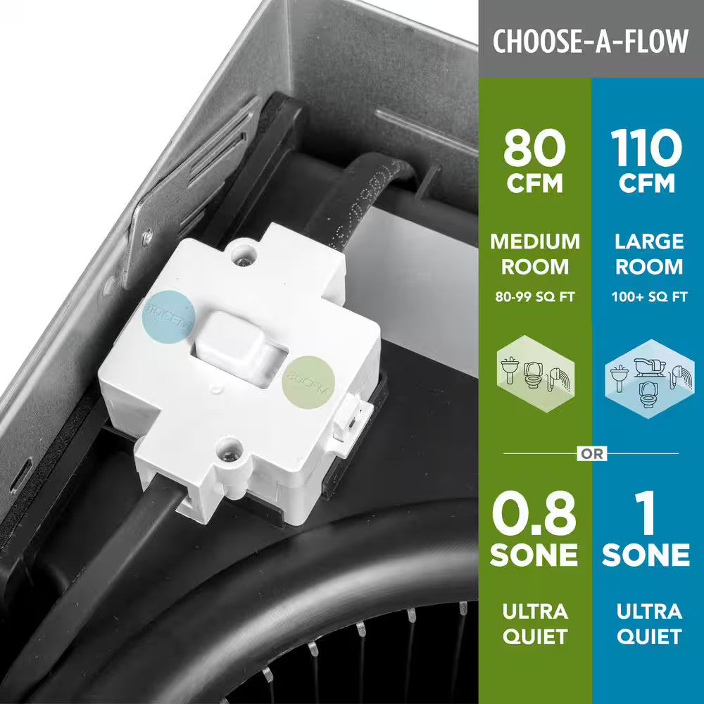 Commercial Electric BF1112 80/110 CFM Ceiling Mount Smart Bathroom Exhaust Fan