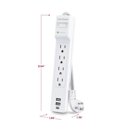 CyberPower 5 ft. 2 USB-A 1 USB-C 1500J 4-Outlet Surge Protector