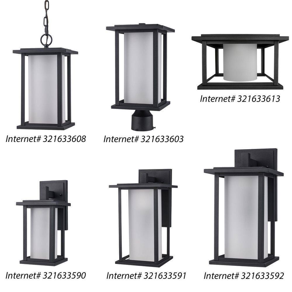 Bel Air Lighting Shaakar 18in Black Outdoor Wall Light Fixture w/ Frosted Glass