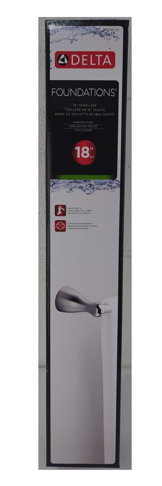 Delta Foundations 18" Wall Mount Towel Bar Bath Accessory Polished Chrome