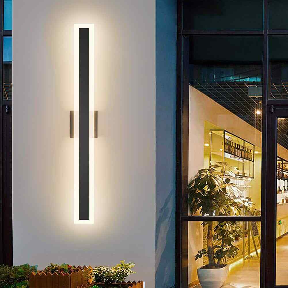 31.5 in. 1-Light Black Modern Linear Integrated LED Indoor/Outdoor Wall Sconce