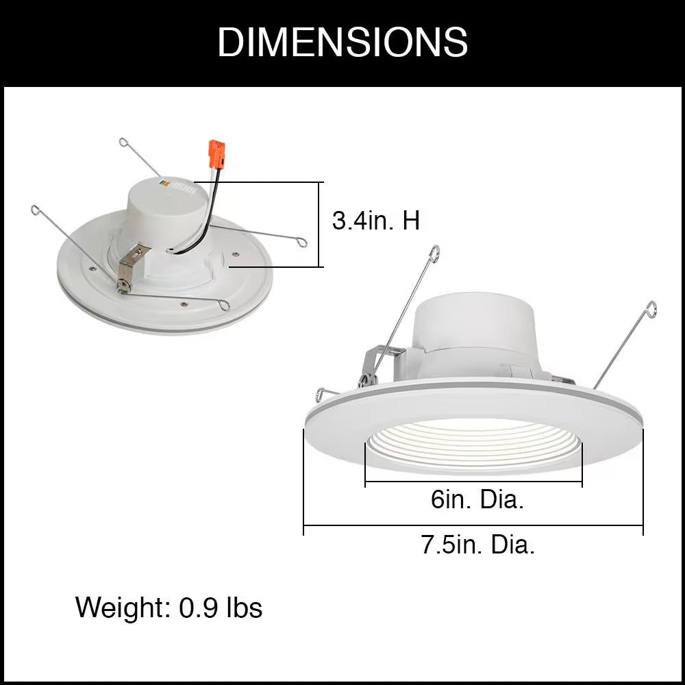 Commercial Electric 6" Selectable CCT LED Recessed Light Trim with Night Light