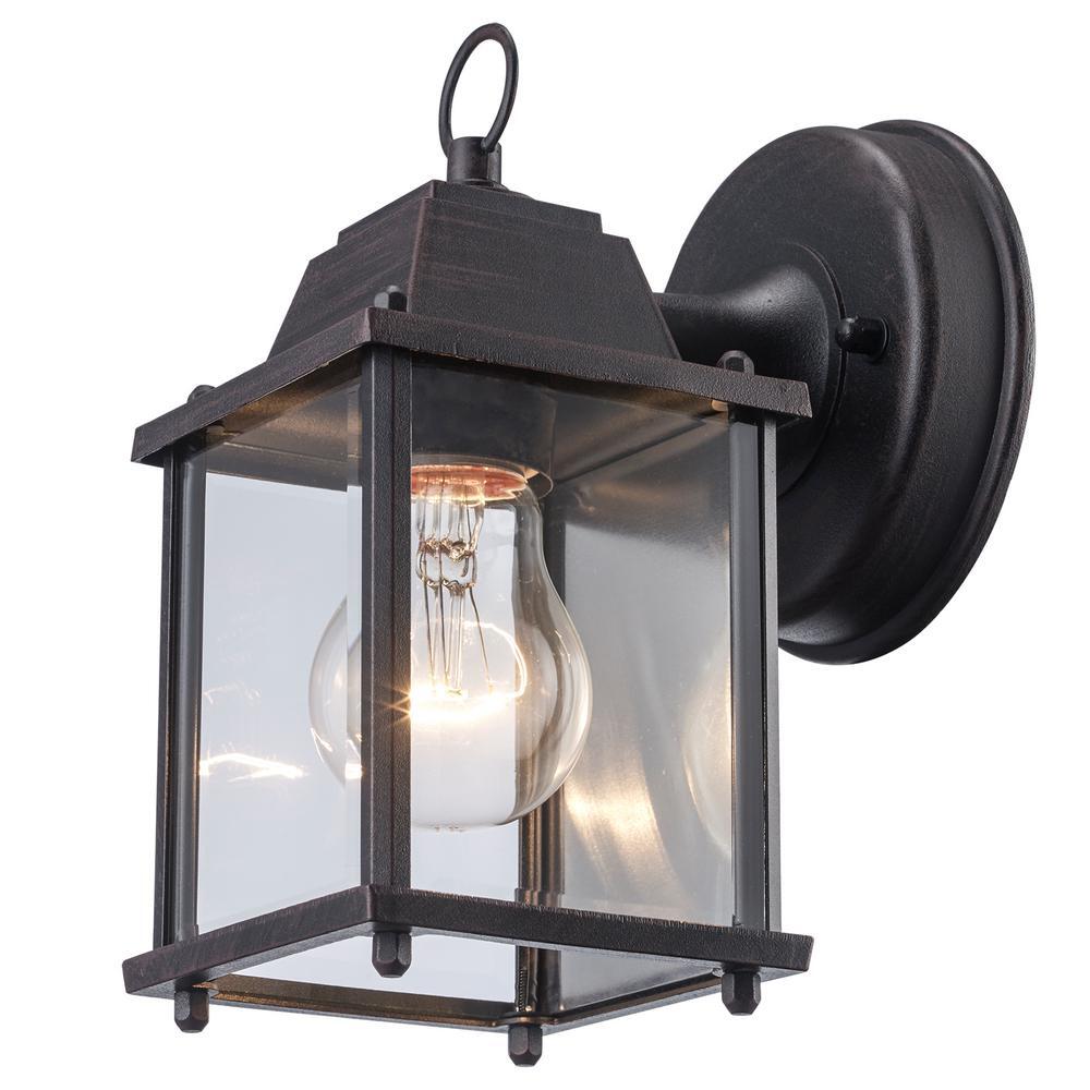 Bel Air Lighting Patrician Rust Outdoor Wall Light Fixture w/ Clear Glass