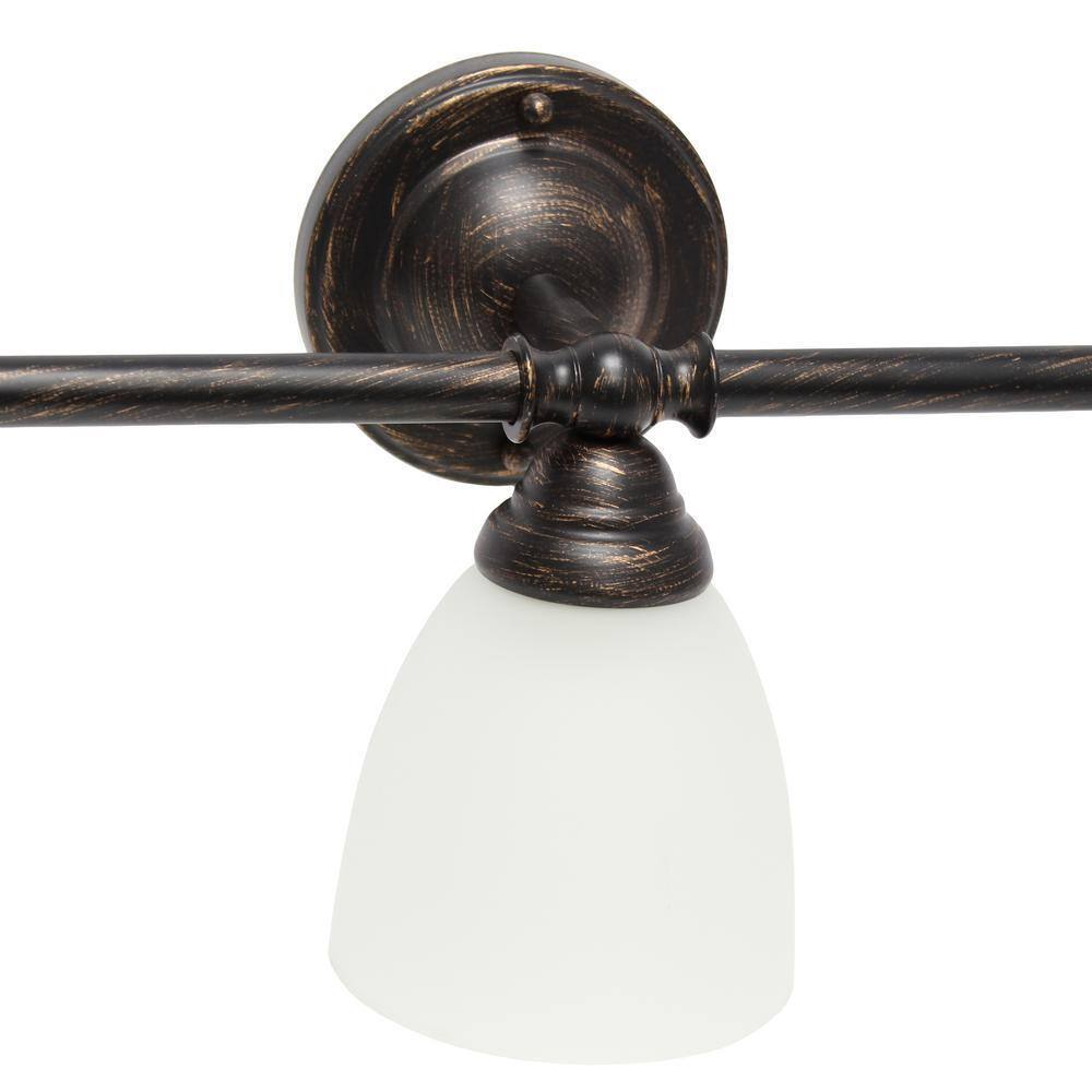 Bronze Bathroom Vanity Light Fixture w/ Frosted Glass Shade Modern Design