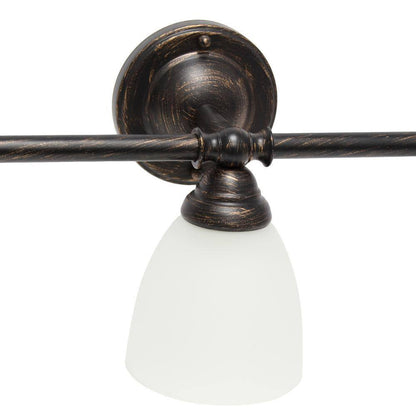 Bronze Bathroom Vanity Light Fixture w/ Frosted Glass Shade Modern Design