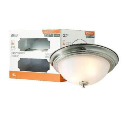Commercial Electric 13 in. Brushed Nickel Flush Mount Frosted Glass Shade 2-Pack