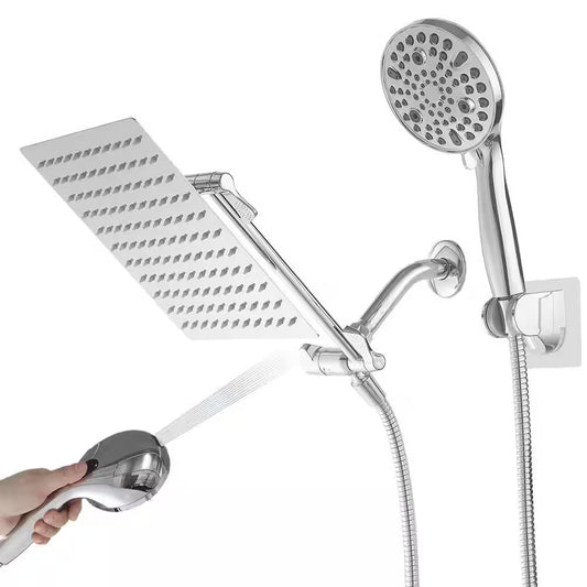 BWE Rainfull 10 in. 9-Spray Patterns Dual Wall Mount Dual Shower Heads CHROME