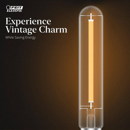 (4-Pk) Feit Electric Dimmable Straight Filament LED Light Bulb Warm White 60W