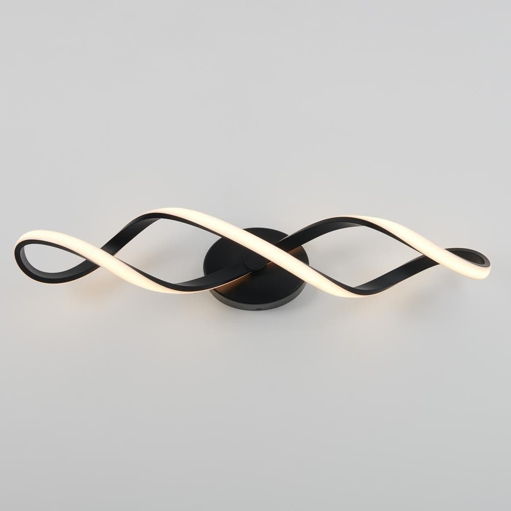 Artika Swirl 27 in. 1-Light Matte Black Modern Integrated LED Vanity Light Bar