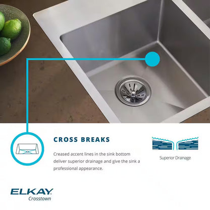 Crosstown 15" Drop-In/Undermount Single Stainless Steel Kitchen Sink + Faucet