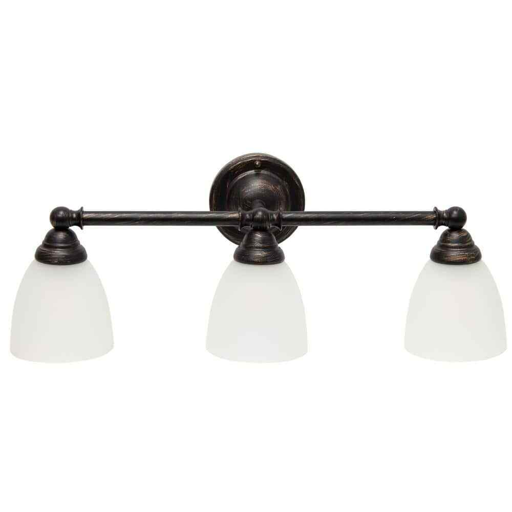 Bronze Bathroom Vanity Light Fixture w/ Frosted Glass Shade Modern Design
