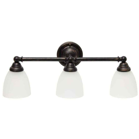 Bronze Bathroom Vanity Light Fixture w/ Frosted Glass Shade Modern Design