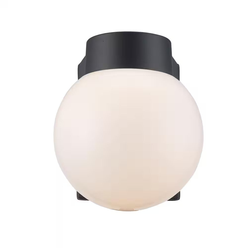 7 in. Black Outdoor Hardwired Wall Lantern Sconce with White Glass 4800 BK