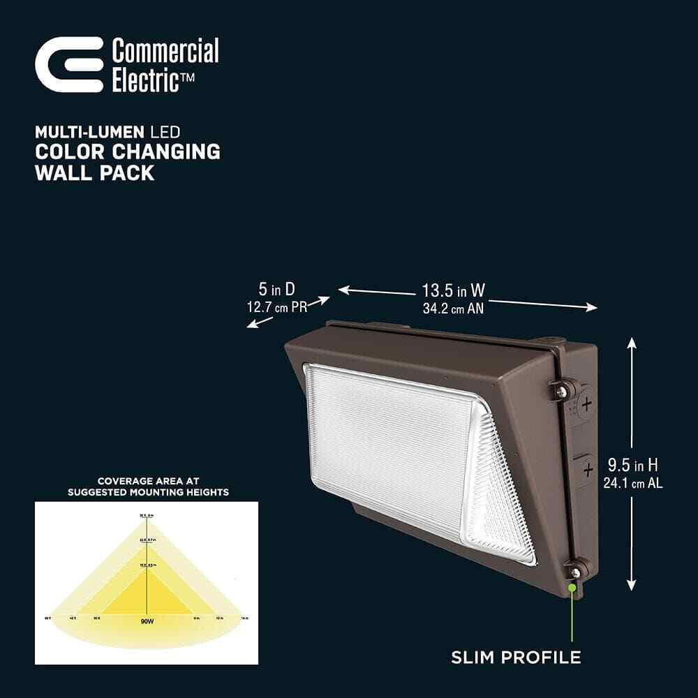 Commercial Electric LED Bronze Dusk to Dawn Wall Pack Light 3000K-5000K