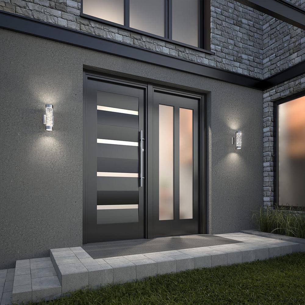 Artika Essence Steel Bubble Glass LED Outdoor Garage and Porch Cylinder Light 