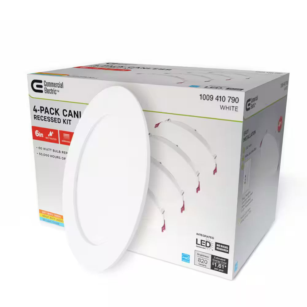 Commercial Electric LED 6 in Round Color Adjust Canless Recessed Light (4-Pack)