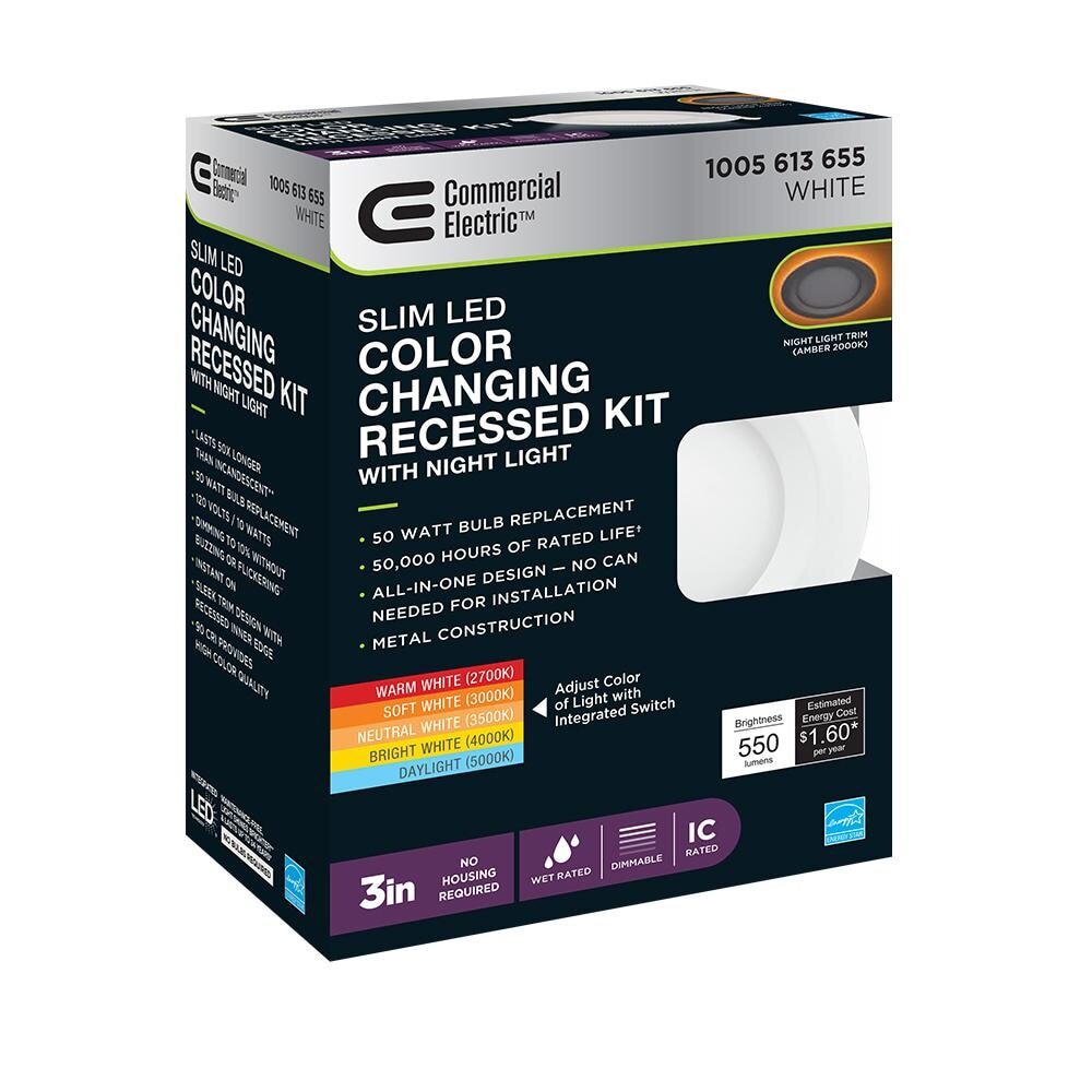 Commercial Electric 3 in. Canless LED Recessed Light Trim w/ Night Light 