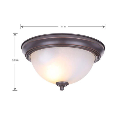 11 in. 1-Light Oil Rubbed Bronze Flush Mount 2-PACK