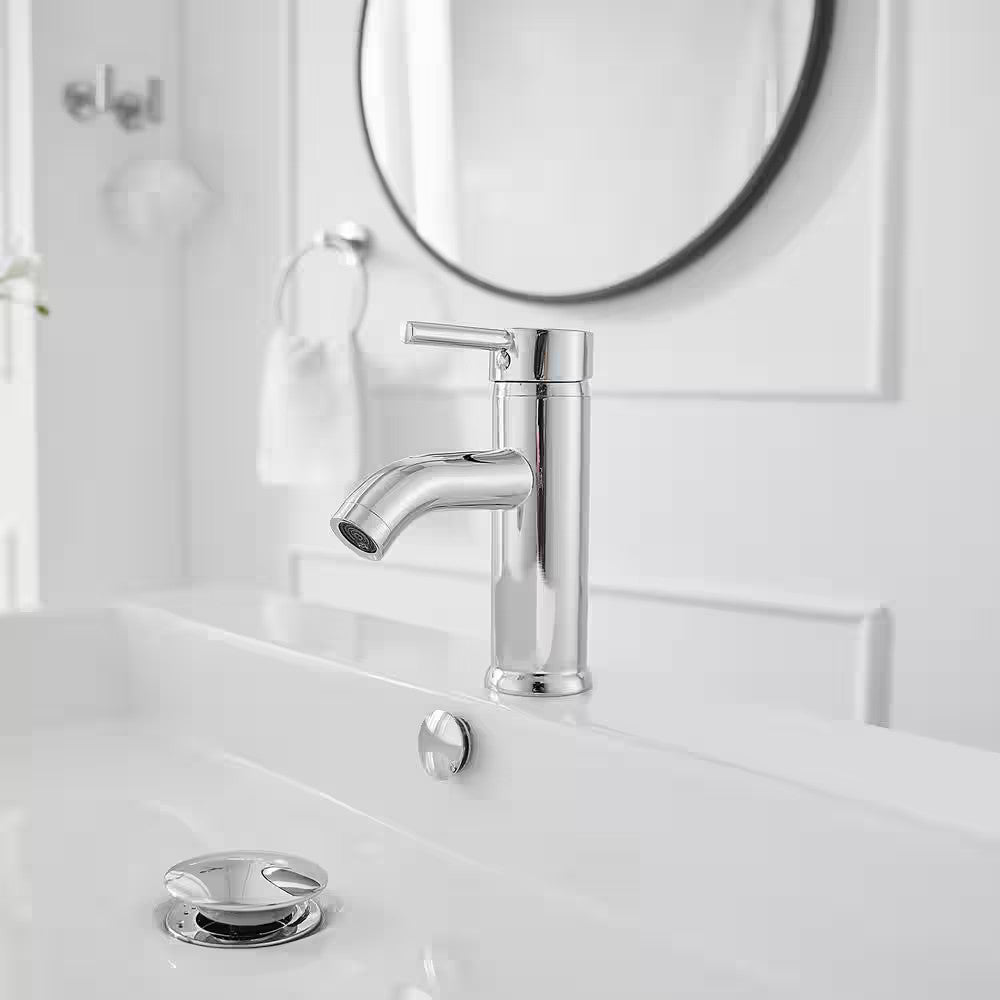 BWE Single Hole Single-Handle Bathroom Faucet With Pop Up Drain, Polished Chrome