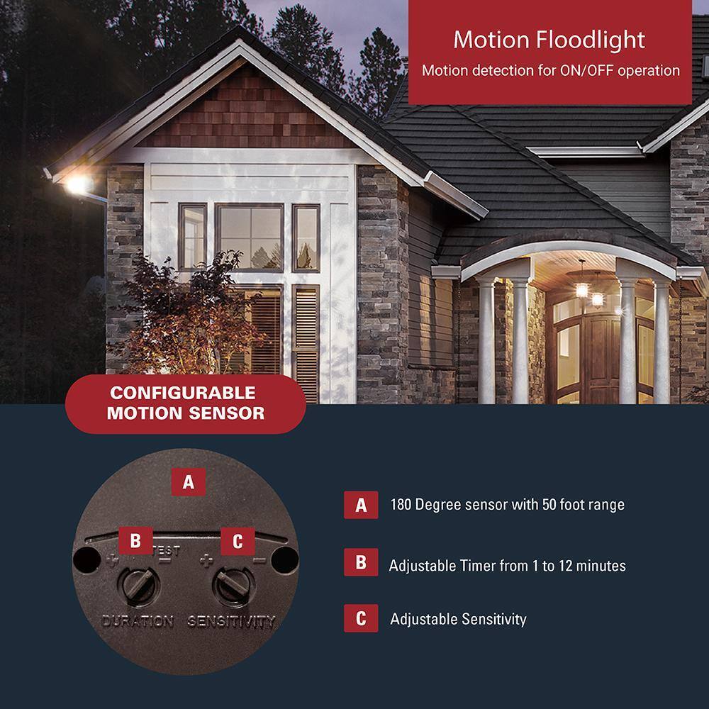 All-Pro 180-Degree Bronze Motion Activated Sensor Outdoor Security Flood Light