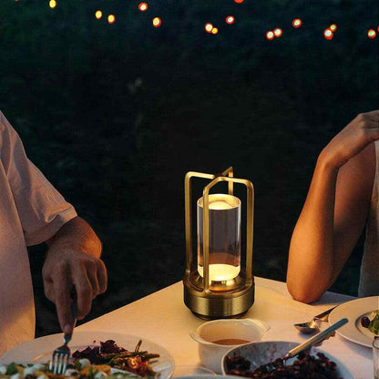 7 in. Outdoor/Indoor Dimmable Touch Control Industrial Gold Portable Table Lamp