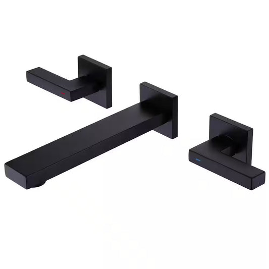 BWE 2-Handle Wall Mounted Bathroom Faucet Roman Tub Faucet in Matte Black