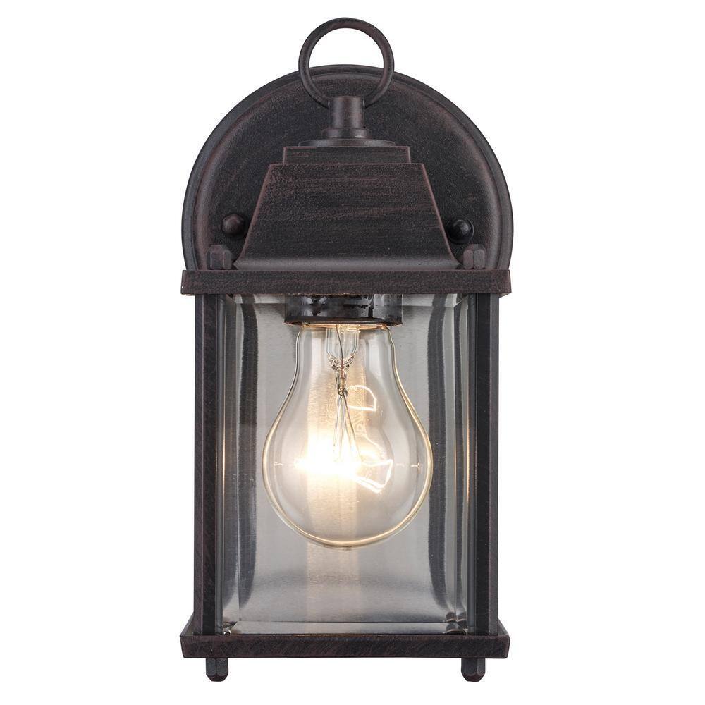 Bel Air Lighting Patrician Rust Outdoor Wall Light Fixture w/ Clear Glass