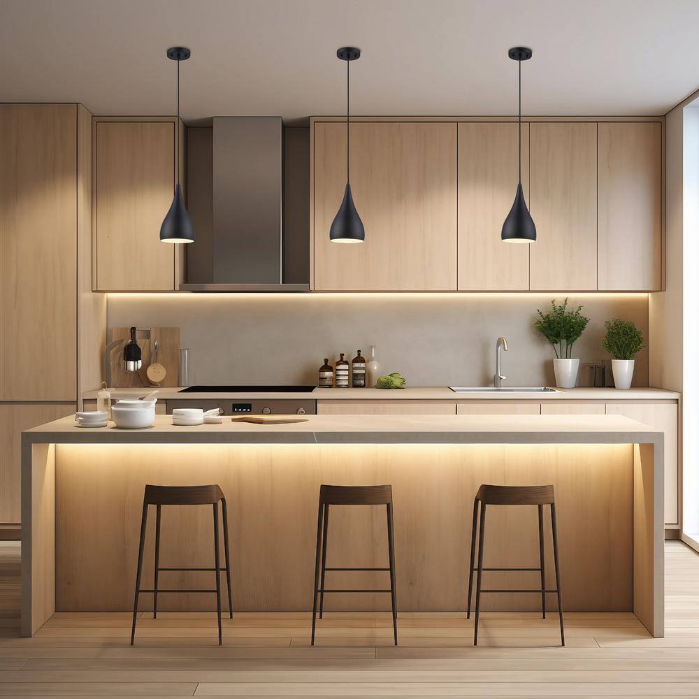 Bel Air Lighting Black Mini Pendant Light Fixture w/ Black Metal Dome Shade