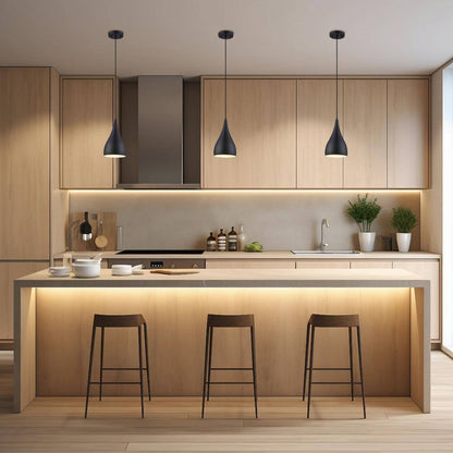 Bel Air Lighting Black Mini Pendant Light Fixture w/ Black Metal Dome Shade