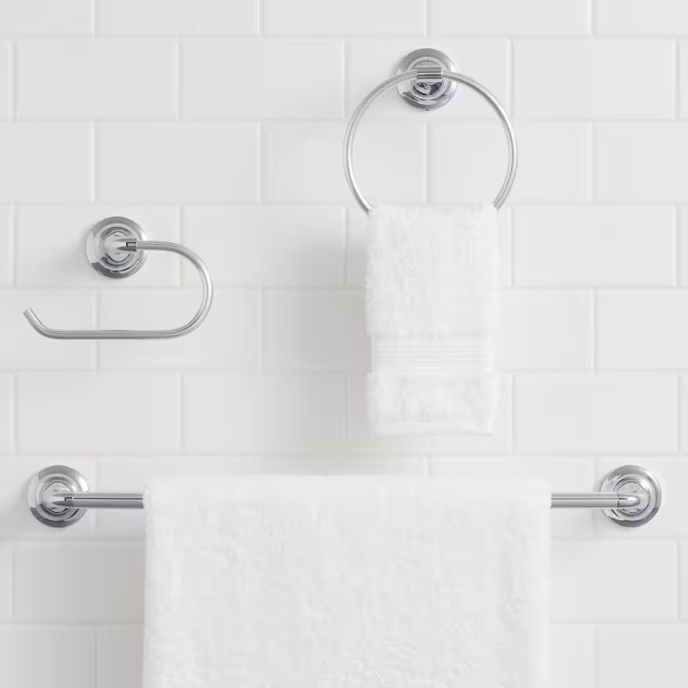 Constructor 3-piece Bath Hardware Set 24" Towel Bar Towel Ring TP Holder, Chrome