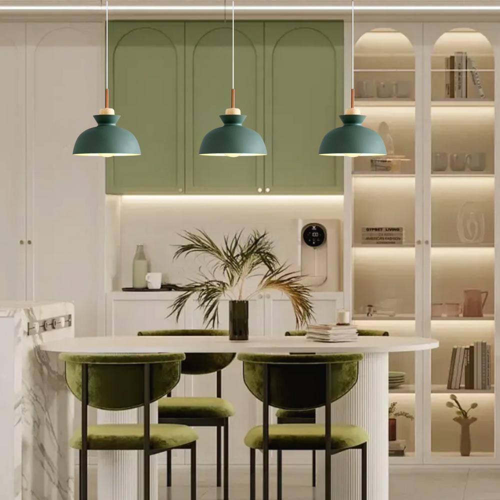 1-Light Green Bowl Pendant Scandinavian Hanging Pendant Ceiling Light Fixture