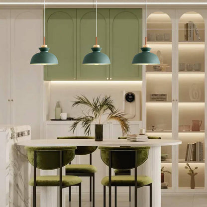 1-Light Green Bowl Pendant Scandinavian Hanging Pendant Ceiling Light Fixture