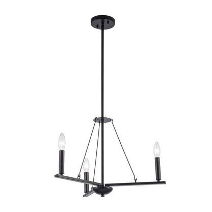 Bel Air Lighting Linden 3-Light Black Candle Chandelier 11643 BK