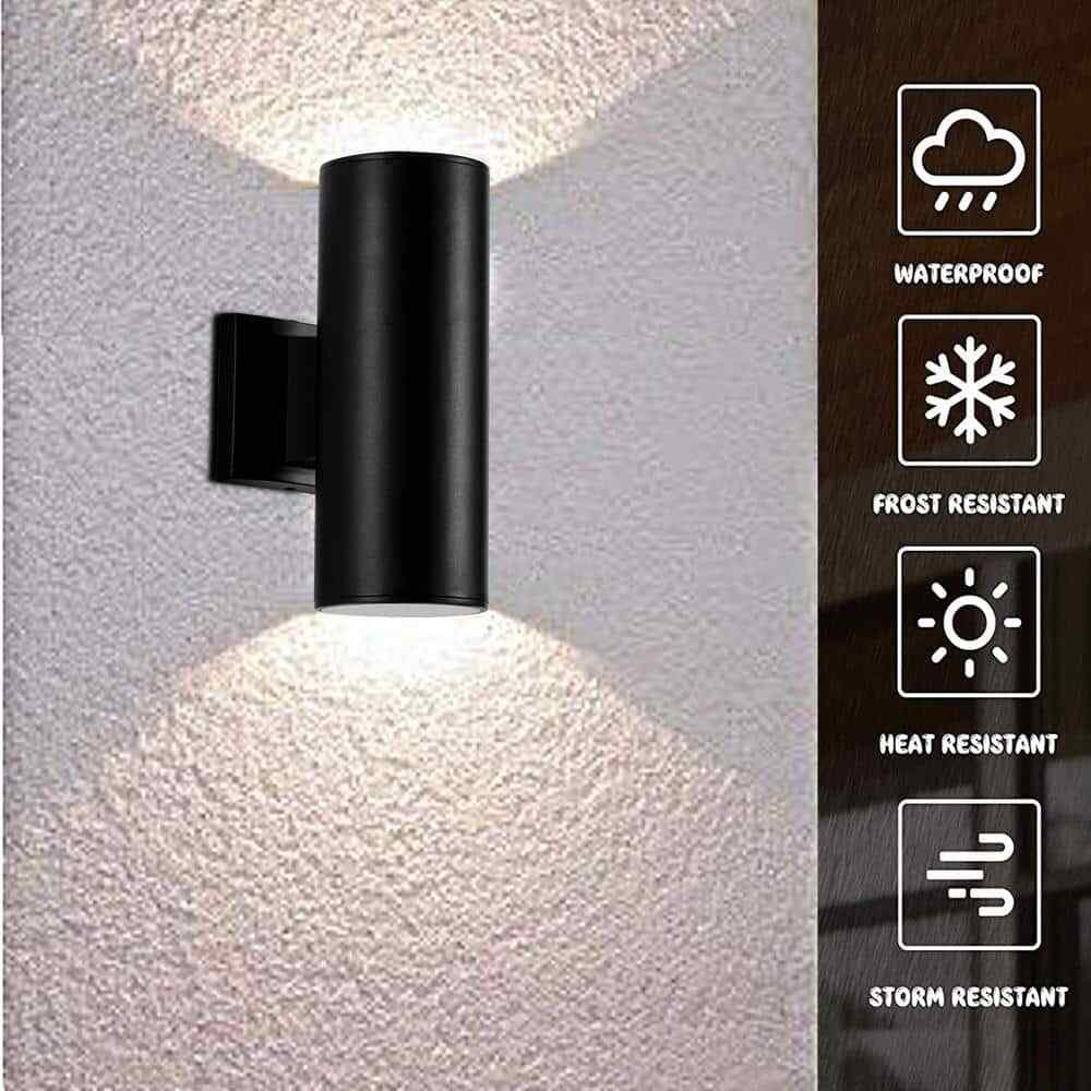 Cedar Hill 11 in. Cylinder Black LED Outdoor Wall Sconce Light Fixture